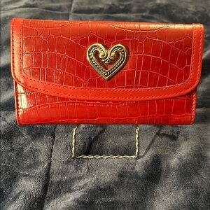 Unbranded Red Croc-Embossed Wallet with Heart Detail